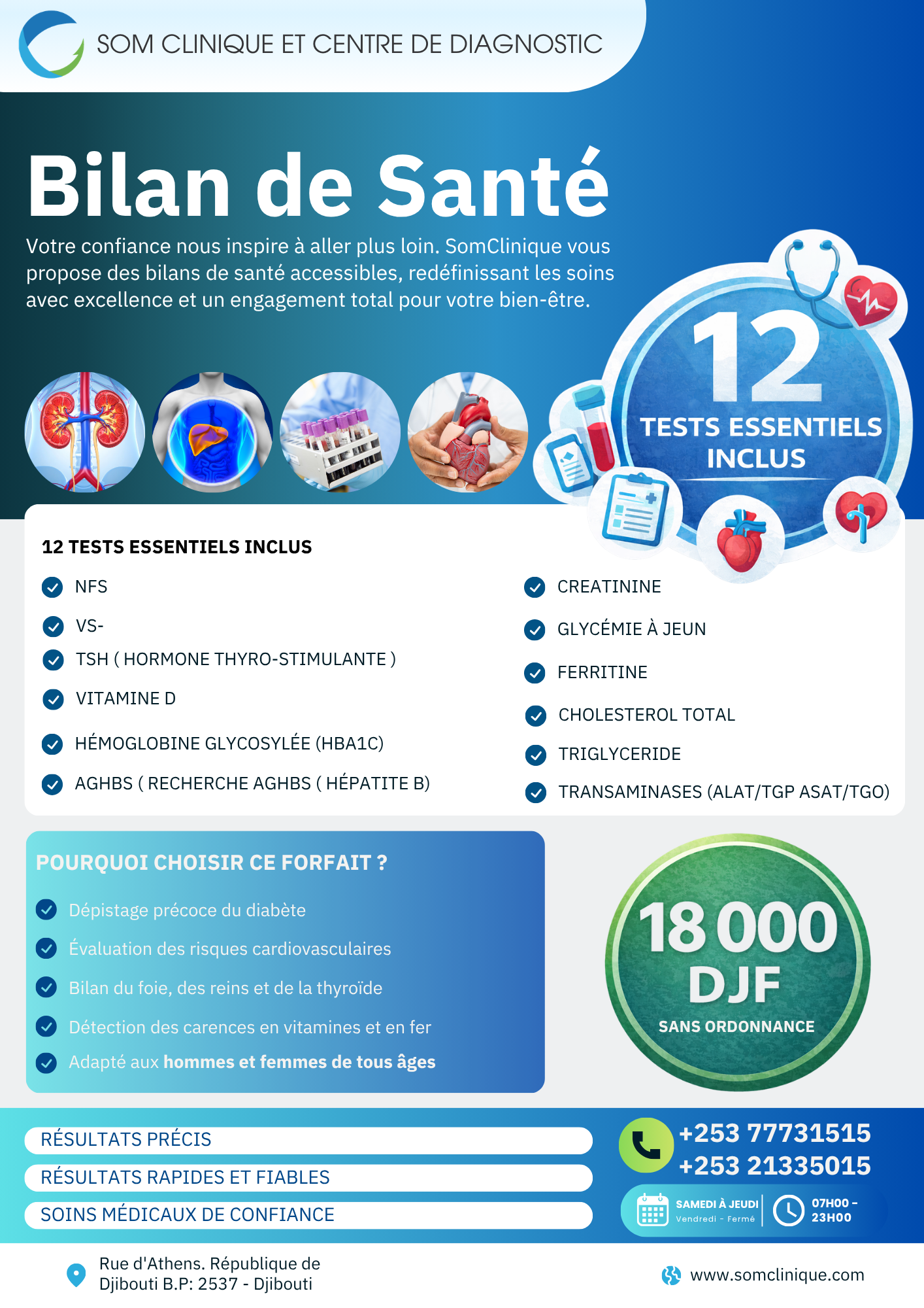 Bilan de Santé — 12 Tests Essentiels — 18 000 DJF